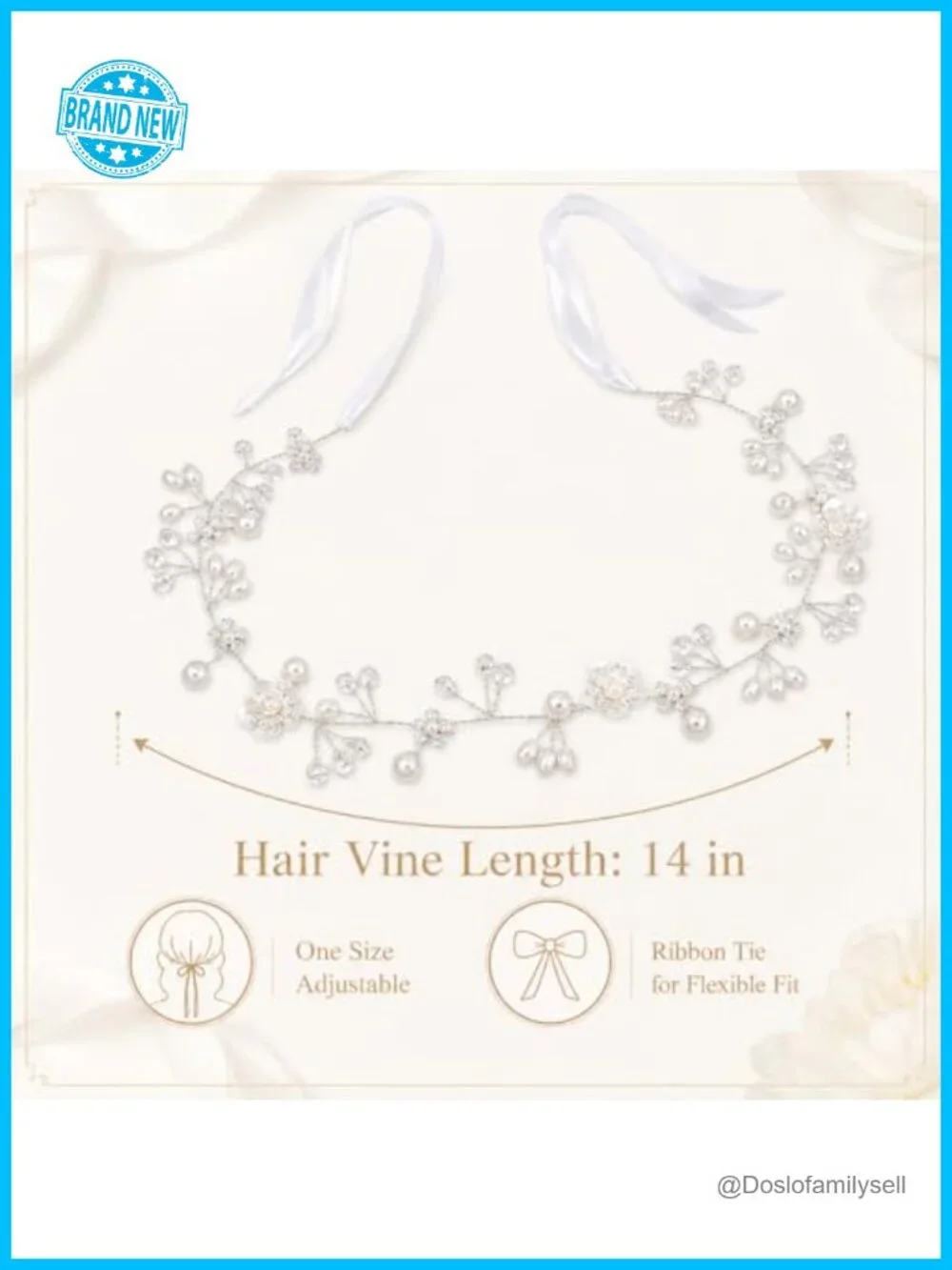 Handmade Silver Wire Woven Headband with White Flower & Pearl